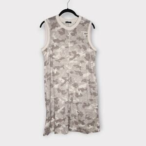 ATM Beige Gray Camo Print Sleeveless Shift Dress Casual Womens Small